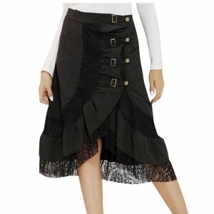 Lupsona Gothic Black Lace Trim Skirt